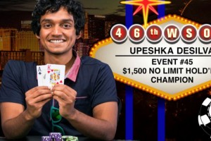 2015 WSOP 45-й Ивент ($1 500 No-Limit Hold'em). Выигрывает Апешка Де Сильва